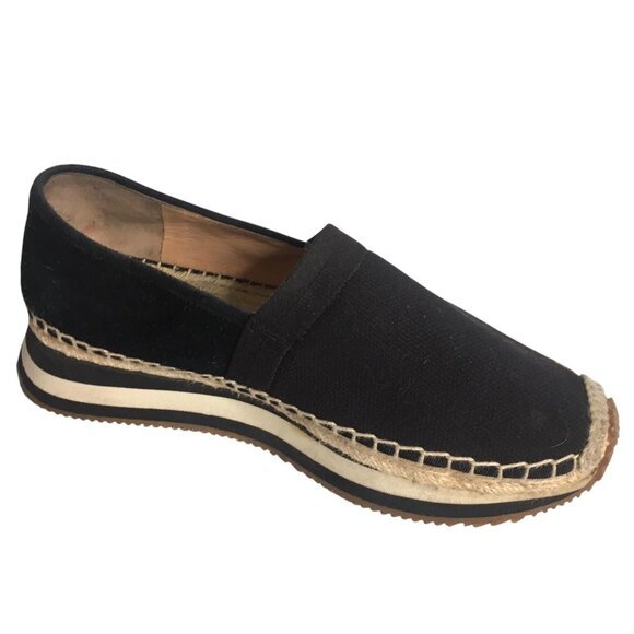 Tory Burch Shoes Womens Size 8.5 Black Espadrille Slip-On Canvas Jute Logo Flat - Picture 12 of 16